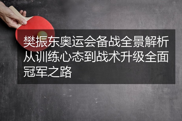 樊振东奥运会备战全景解析从训练心态到战术升级全面冠军之路